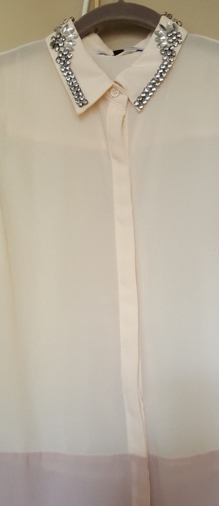 Summer Sheer Silk Beige top with Bling